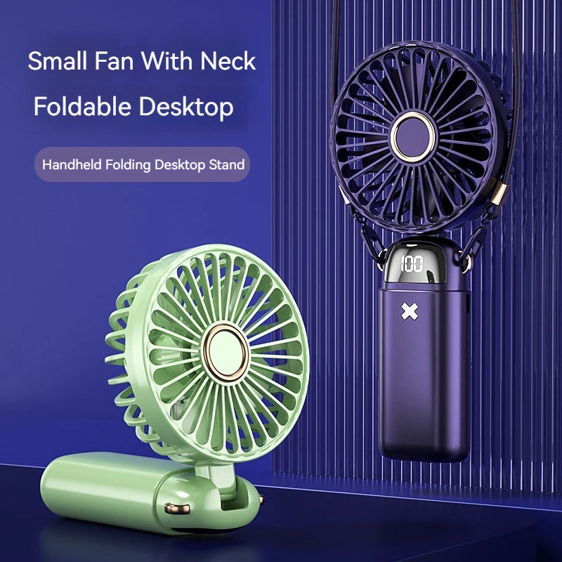 6000mAh Mini Handheld USB Charging LED Digital Display Desk Fan