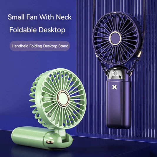 6000mAh Mini Handheld USB Charging LED Digital Display Desk Fan