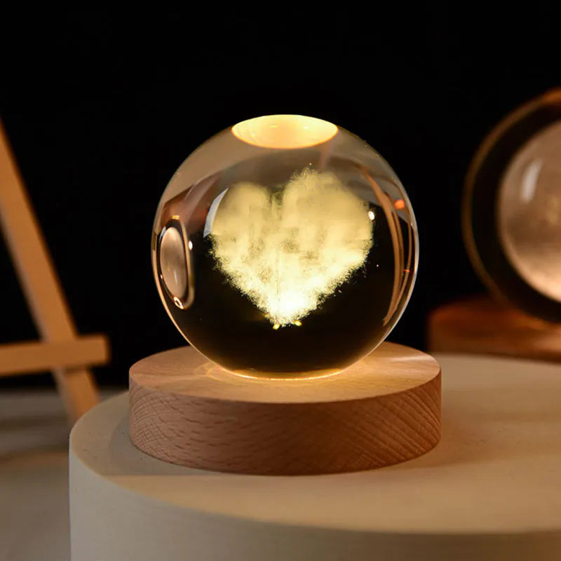 Laser Engraved 3D Crystal Globe Night Light