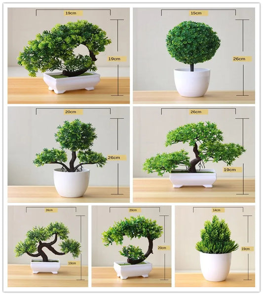 Artificial Bonsai Small Green Tree Pot Fake Plant