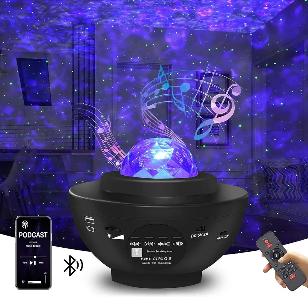 Galactic Ocean Wave Night Light with Music Speaker