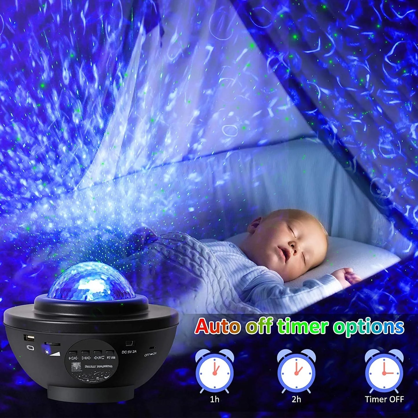 Galactic Ocean Wave Night Light with Music Speaker