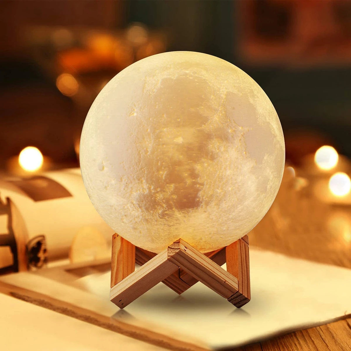 Moon Lamp LED Night Light Battery Powered With Stand