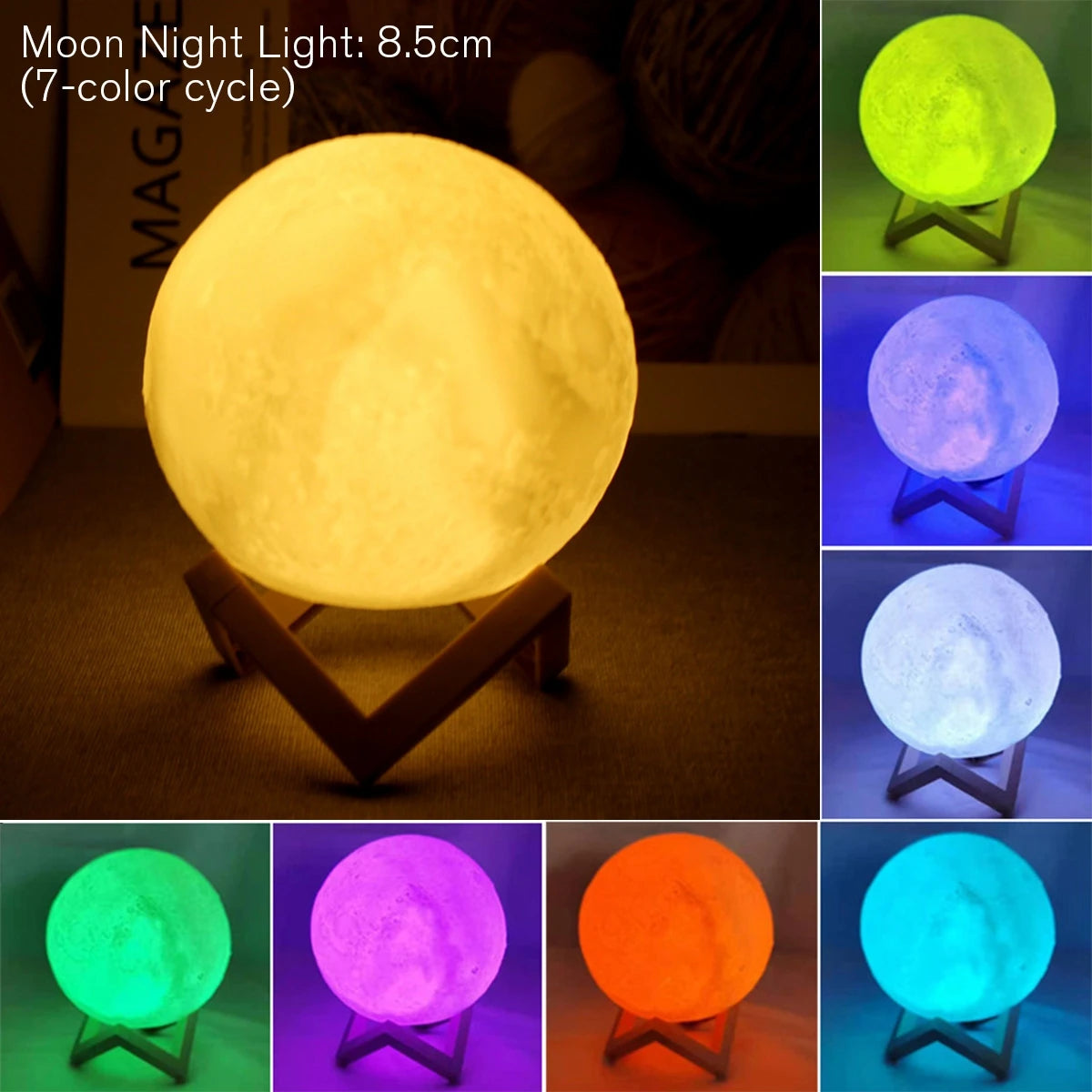 Moon Lamp LED Night Light Battery Powered With Stand